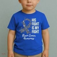 His Fight Is My Fight Brain Cancer Awareness Gift Toddler T-Shirt thumb 2