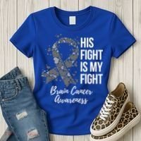 His Fight Is My Fight Brain Cancer Awareness Gift Women's T-Shirt thumb 3