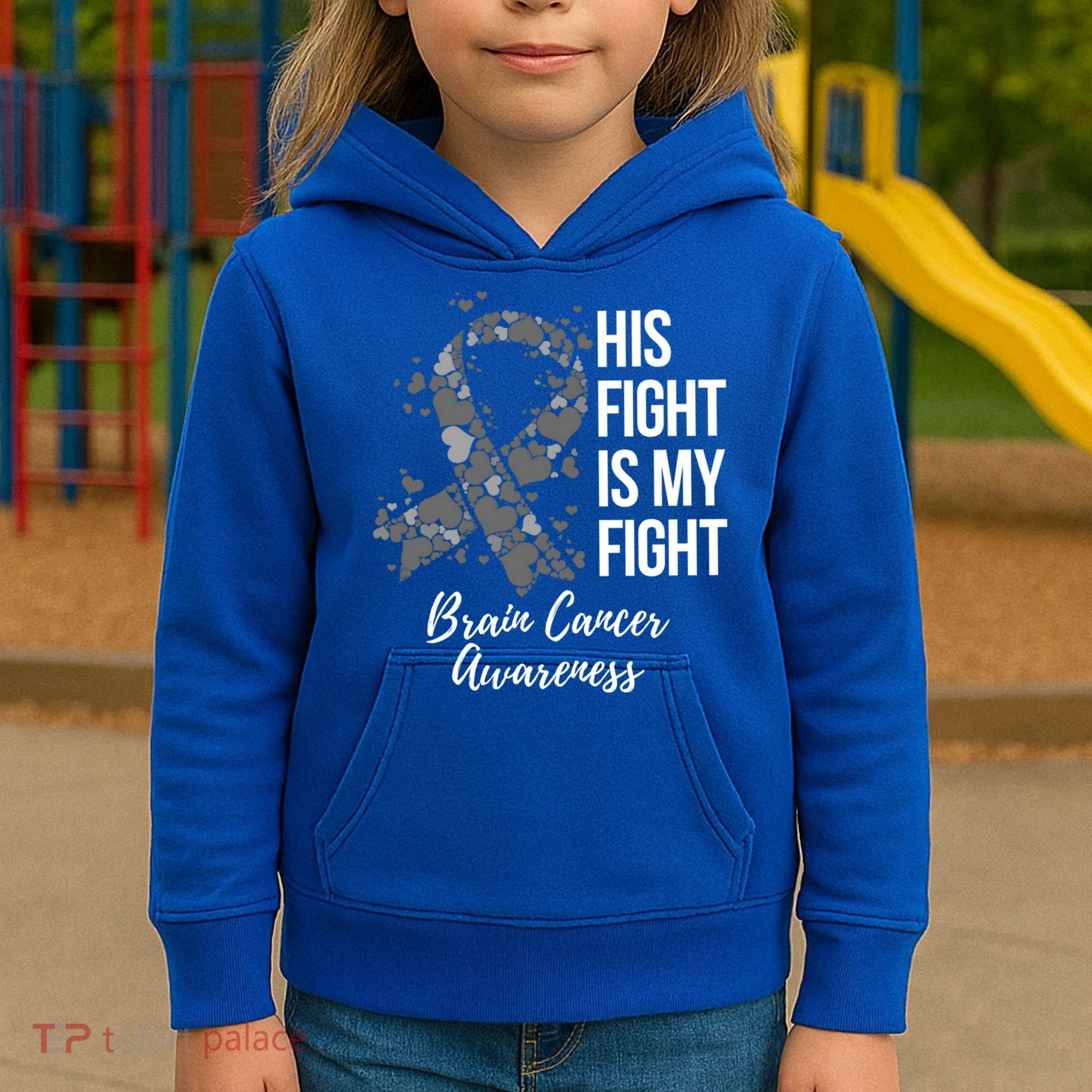 His Fight Is My Fight Brain Cancer Awareness Gift Kids Hoodie