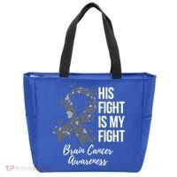His Fight Is My Fight Brain Cancer Awareness Gift Tote Bag thumb 0
