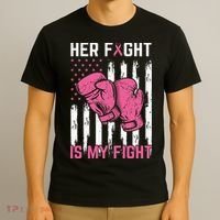 Her Fight Is My Fight Breast Cancer Awareness Pink Ribbons T-Shirt thumb 3