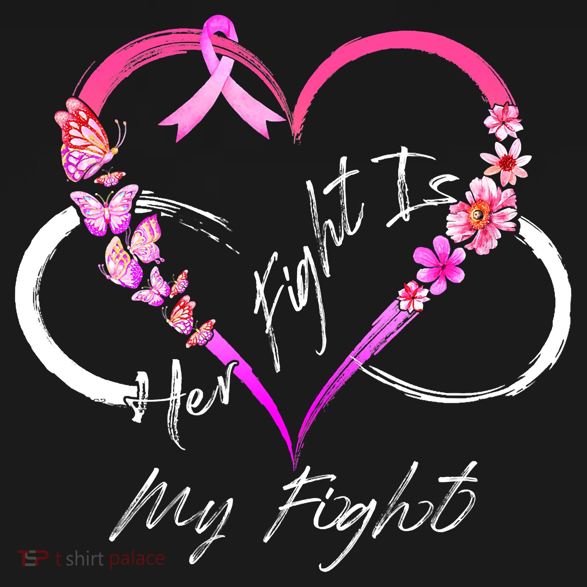 Her Fight Is My Fight Breast Cancer Awareness Pink Ribbons Women's Hoodie