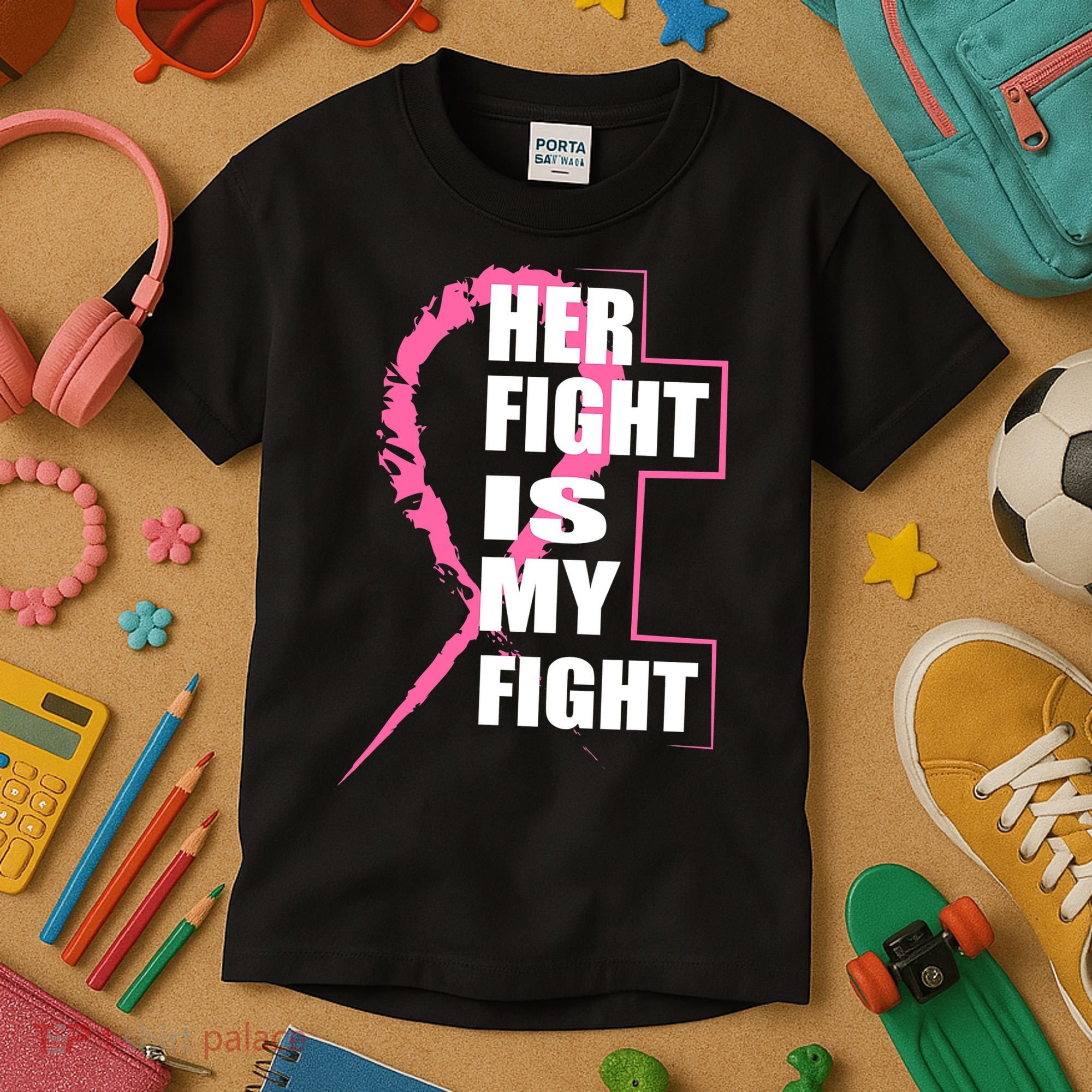 Her Fight Is My Fight Breast Cancer Kids T-Shirt