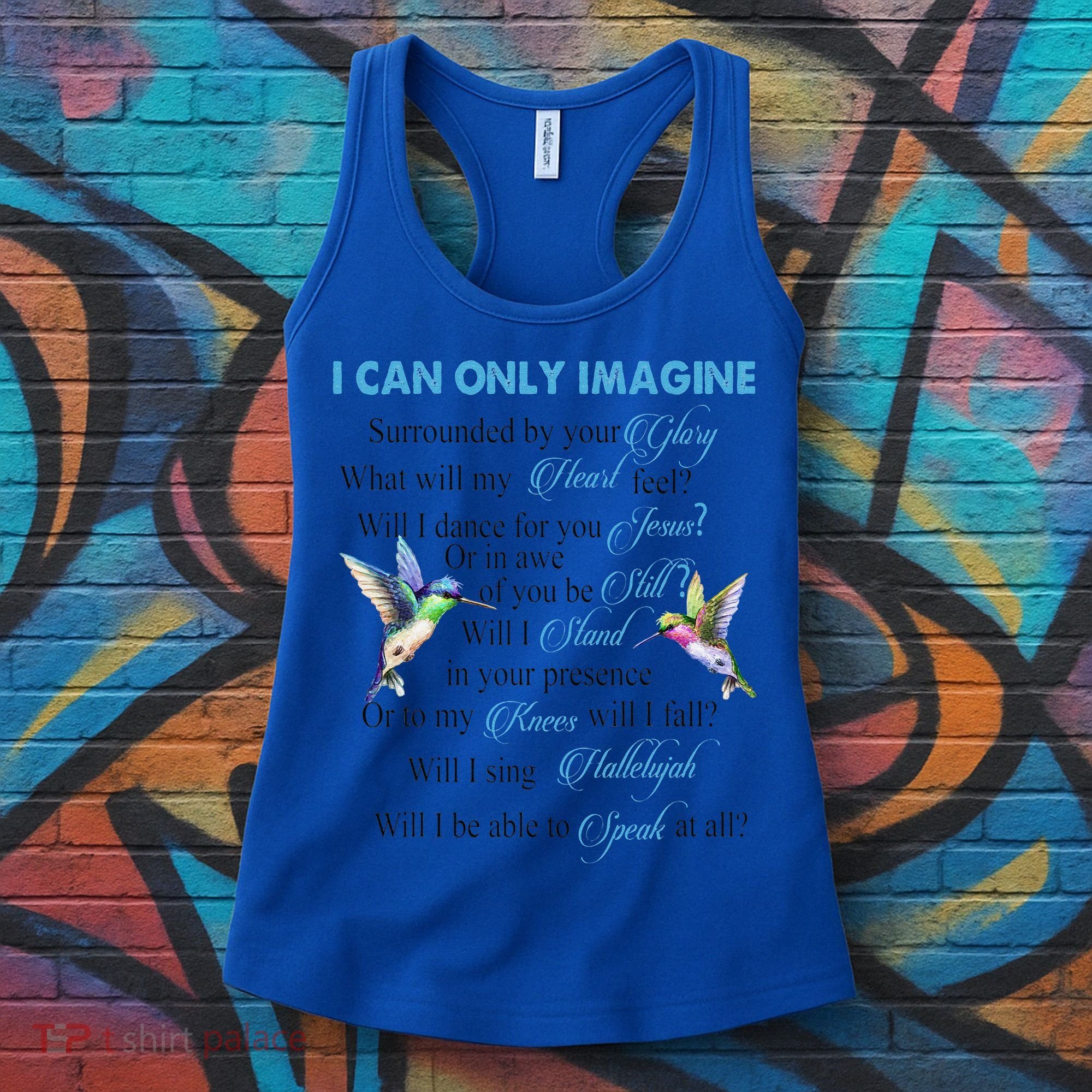 Hummingbirds Faith Jesus I Can Imagine Christian Religious Women's Tank Top