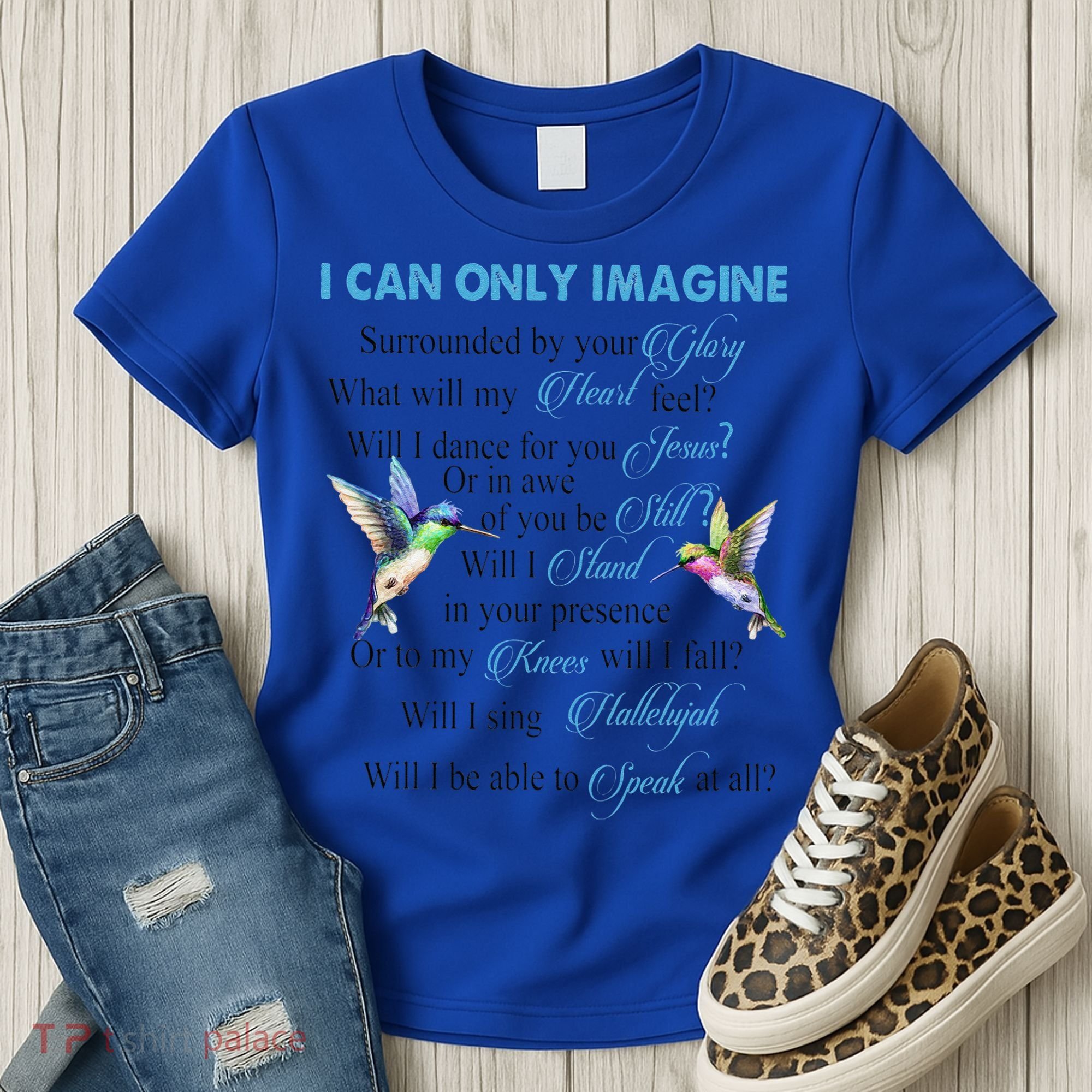 Hummingbirds Faith Jesus I Can Imagine Christian Religious Women's T-Shirt