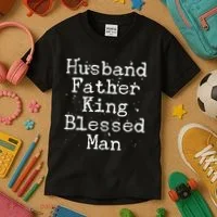 Husband Father King Blessed Man Kids T-Shirt thumb 3