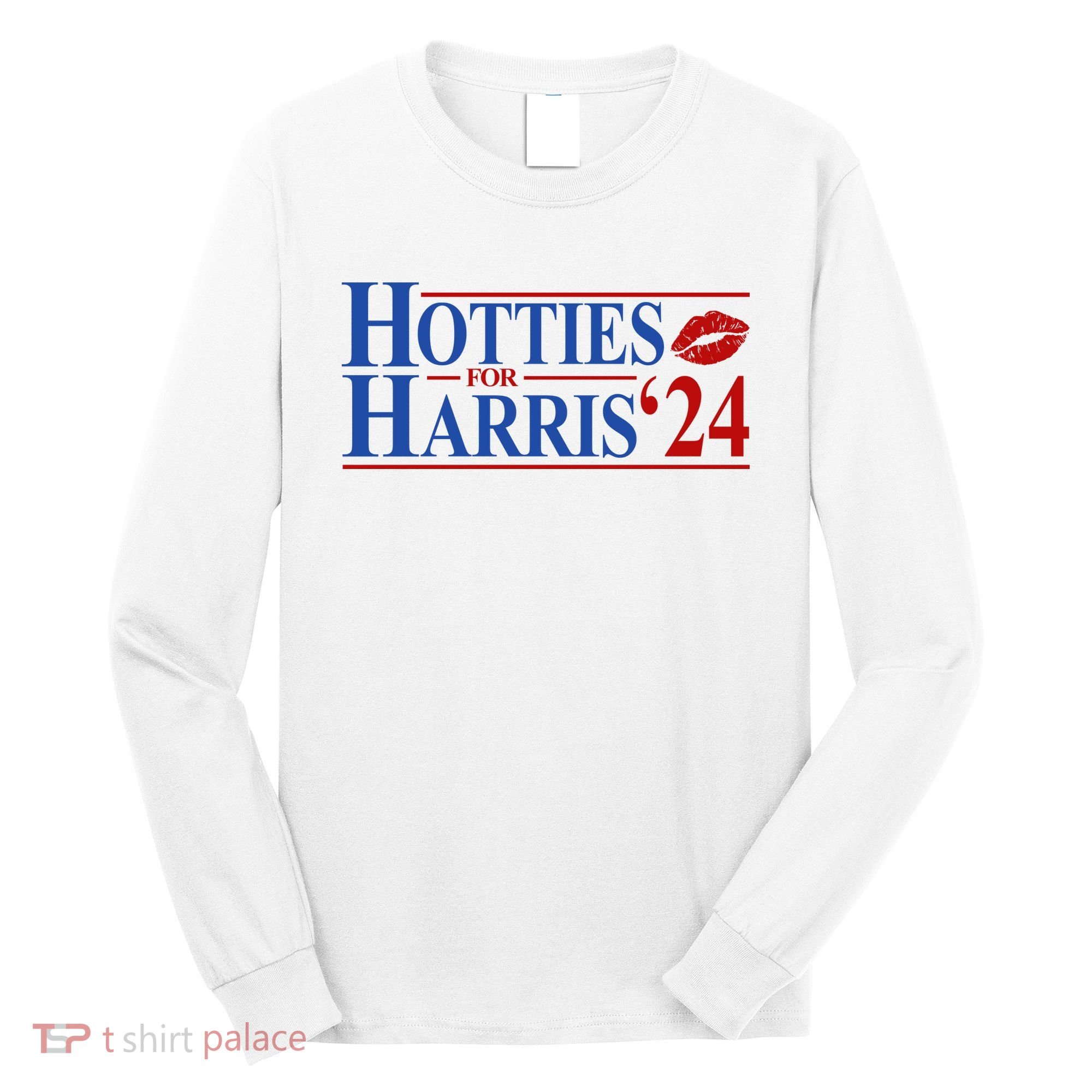 Hotties For Kamala Harris 2024 Smooch Lip Funny Politcal Long Sleeve Shirt