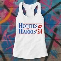 Hotties For Kamala Harris 2024 Smooch Lip Funny Politcal Women's Tank Top thumb 3