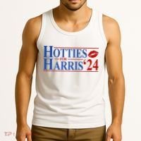 Hotties For Kamala Harris 2024 Smooch Lip Funny Politcal Tank Top thumb 3