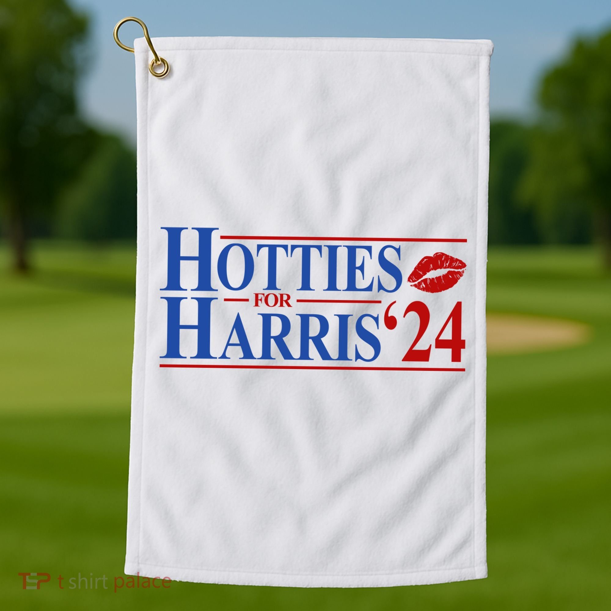 Hotties For Kamala Harris 2024 Smooch Lip Funny Politcal Golf Towel