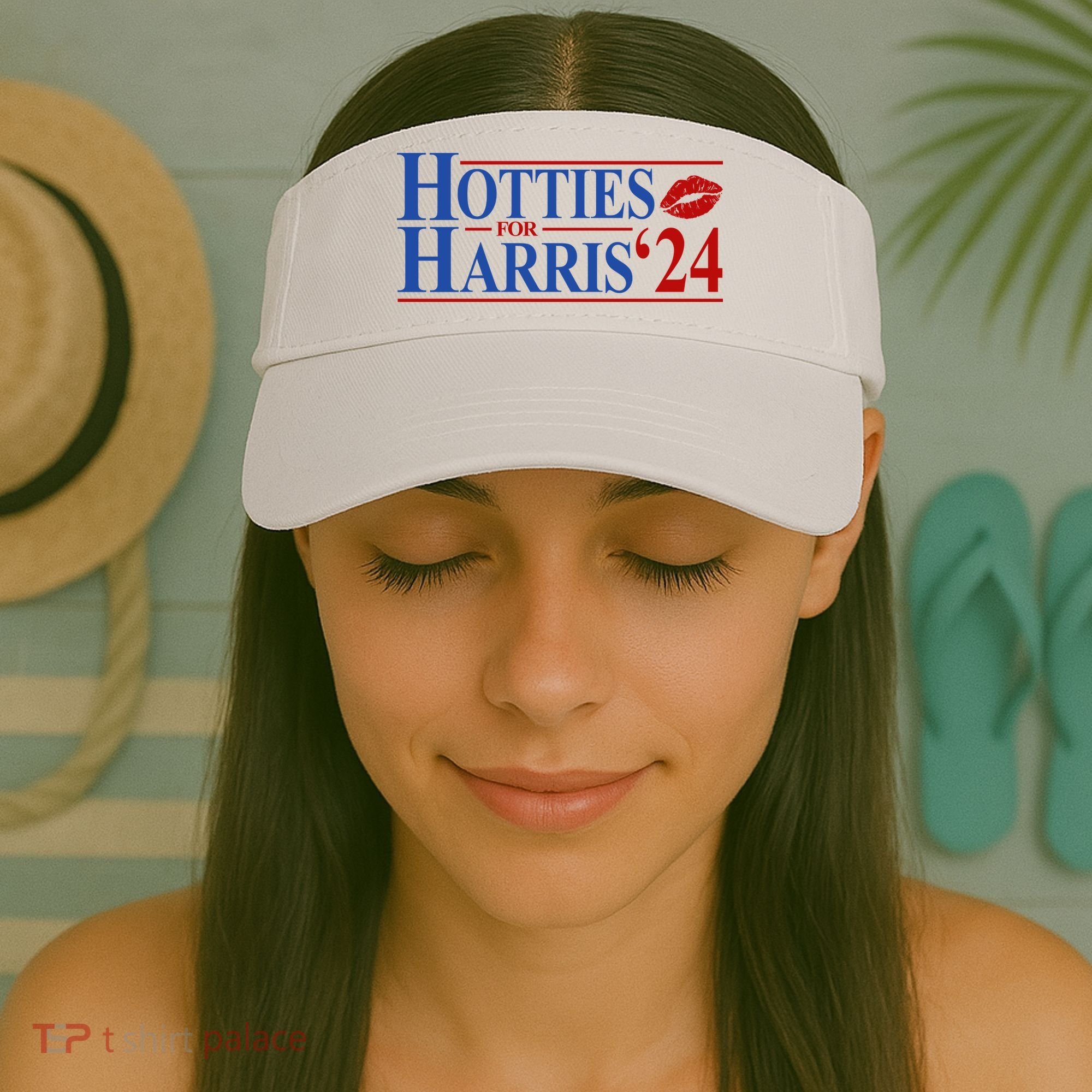 Hotties For Kamala Harris 2024 Smooch Lip Funny Politcal Visor