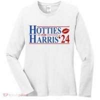 Hotties For Kamala Harris 2024 Smooch Lip Funny Politcal Women's Long Sleeve Shirt thumb 0