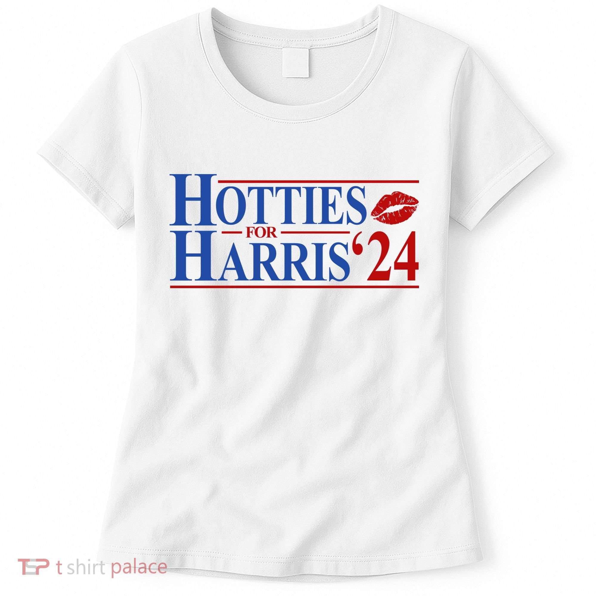 Hotties For Kamala Harris 2024 Smooch Lip Funny Politcal Women's T-Shirt