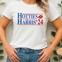 Hotties For Kamala Harris 2024 Smooch Lip Funny Politcal Women's T-Shirt thumb 2