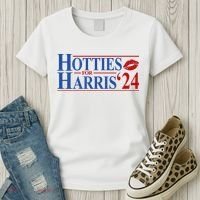Hotties For Kamala Harris 2024 Smooch Lip Funny Politcal Women's T-Shirt thumb 3