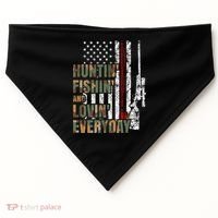 Hunting Fishing Loving Everyday Funny Gift USA-Made Doggie Bandana thumb 0