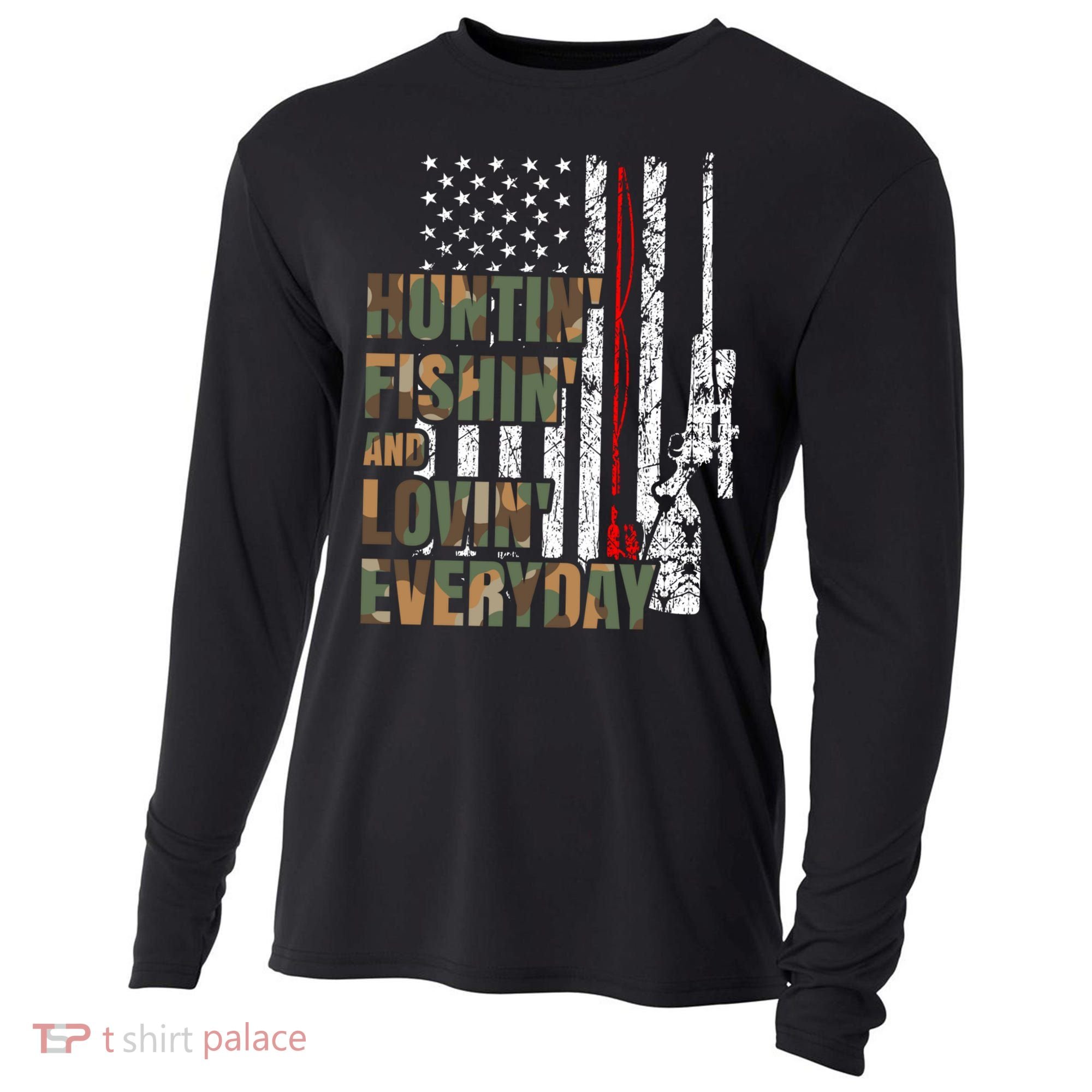 Hunting Fishing Loving Everyday Funny Gift Cooling Performance Long Sleeve Crew
