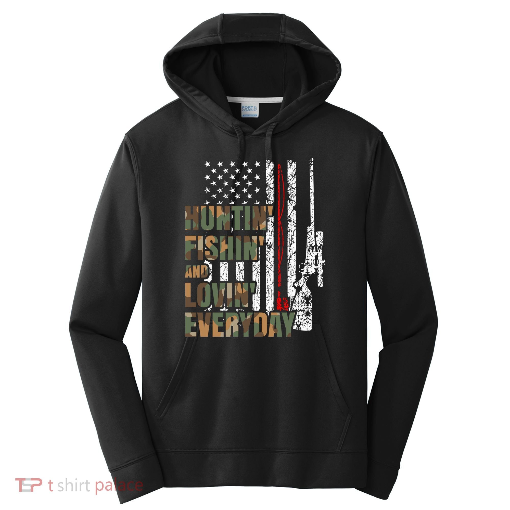 Hunting Fishing Loving Everyday Funny Gift Performance Fleece Hoodie