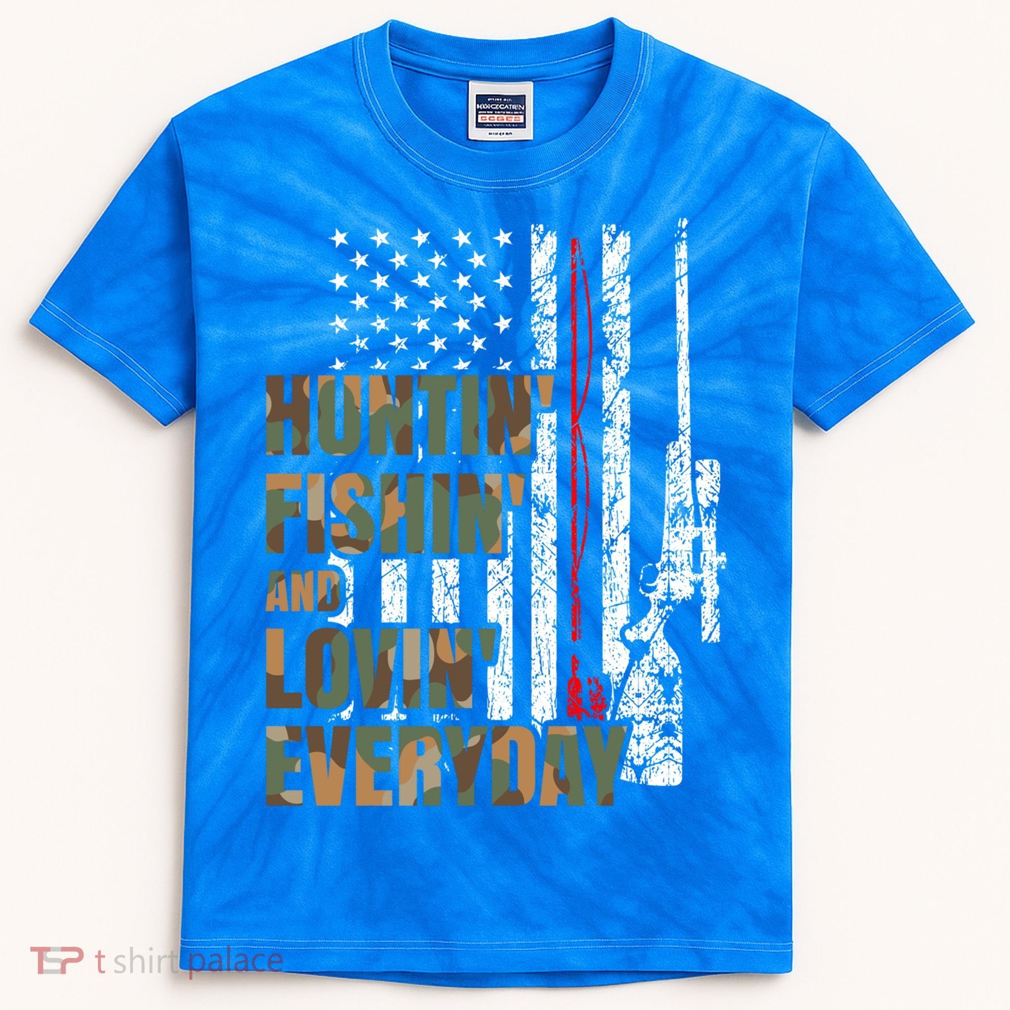 Hunting Fishing Loving Everyday Funny Gift Kids Tie-Dye T-Shirt