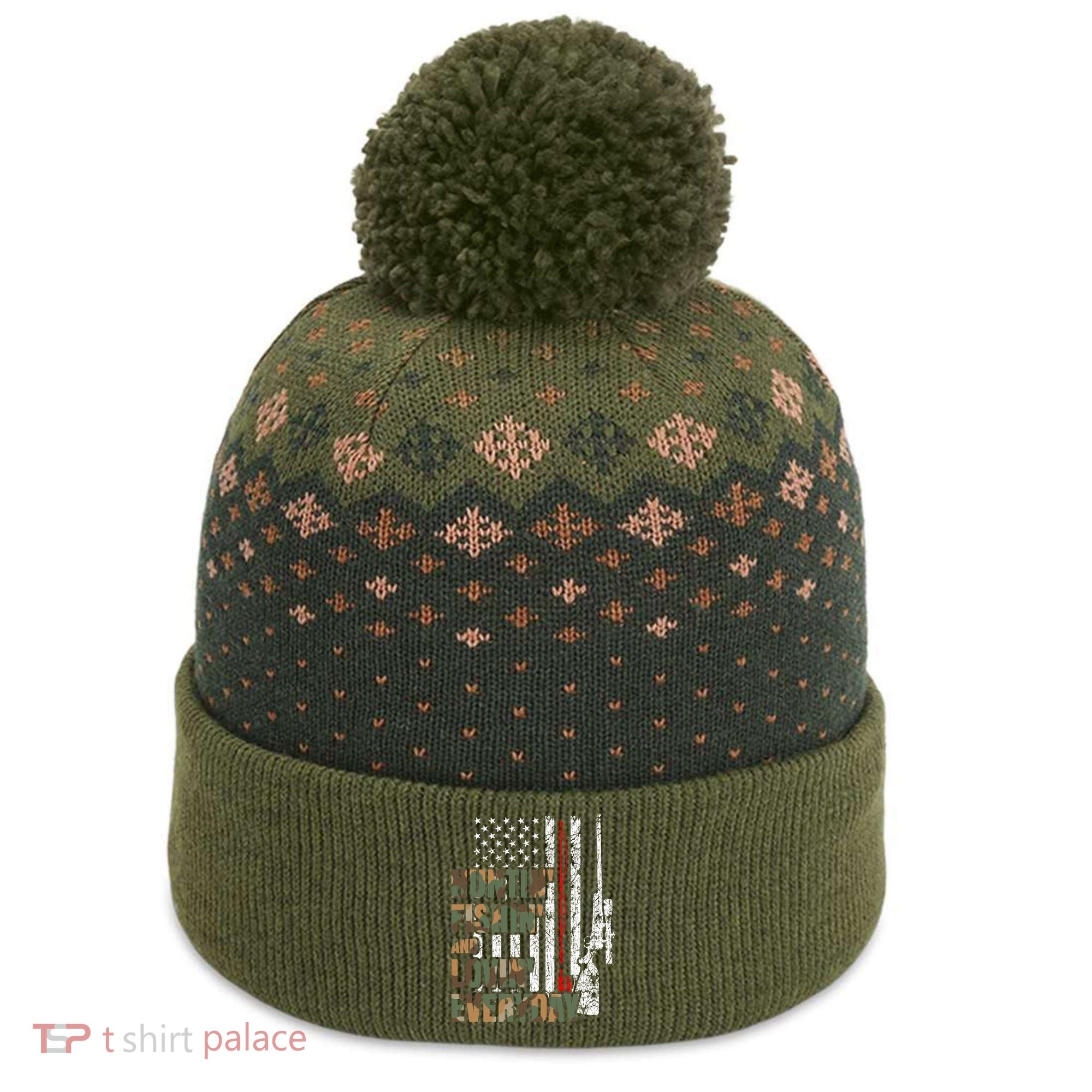 Hunting Fishing Loving Everyday Funny Gift The Baniff Cuffed Pom Beanie