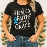 Healed Faith Living Grace Prostate Cancer Awareness Women's T-Shirt thumb 2