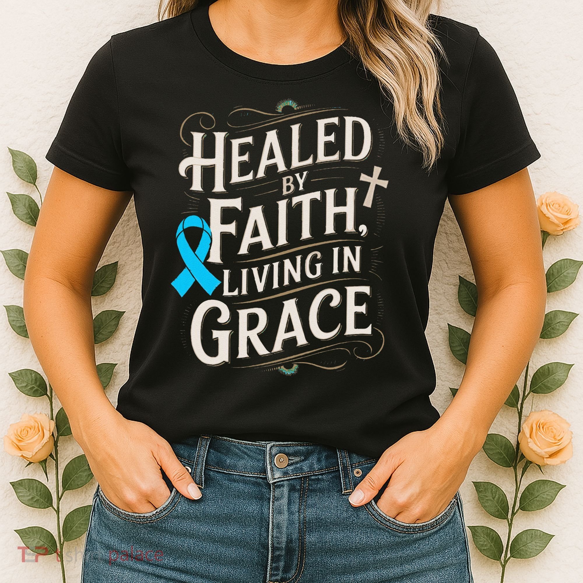 Healed Faith Living Grace Prostate Cancer Awareness Women's T-Shirt