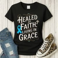 Healed Faith Living Grace Prostate Cancer Awareness Women's T-Shirt thumb 3