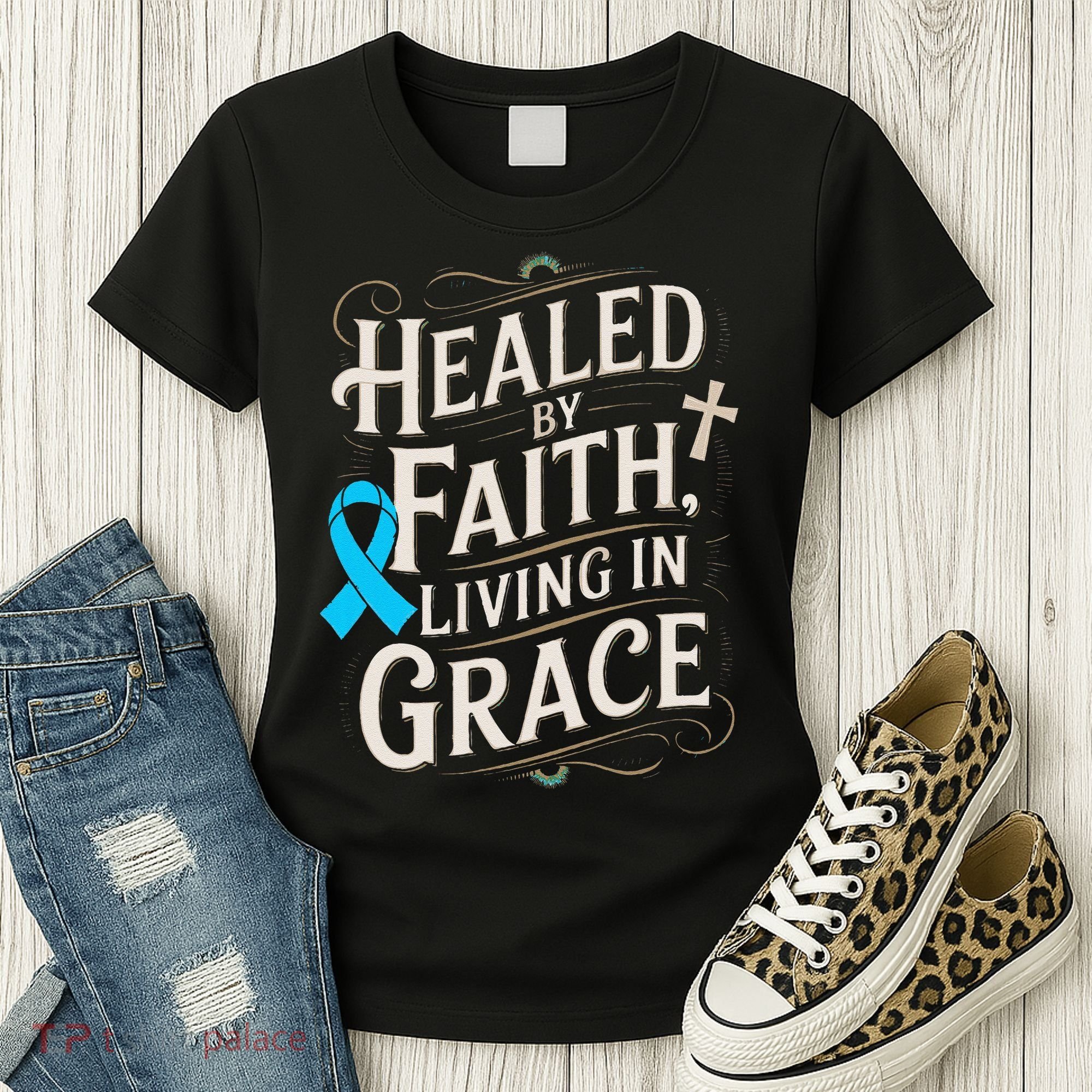 Healed Faith Living Grace Prostate Cancer Awareness Women's T-Shirt