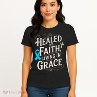 Healed Faith Living Grace Prostate Cancer Awareness Women's T-Shirt thumb 4