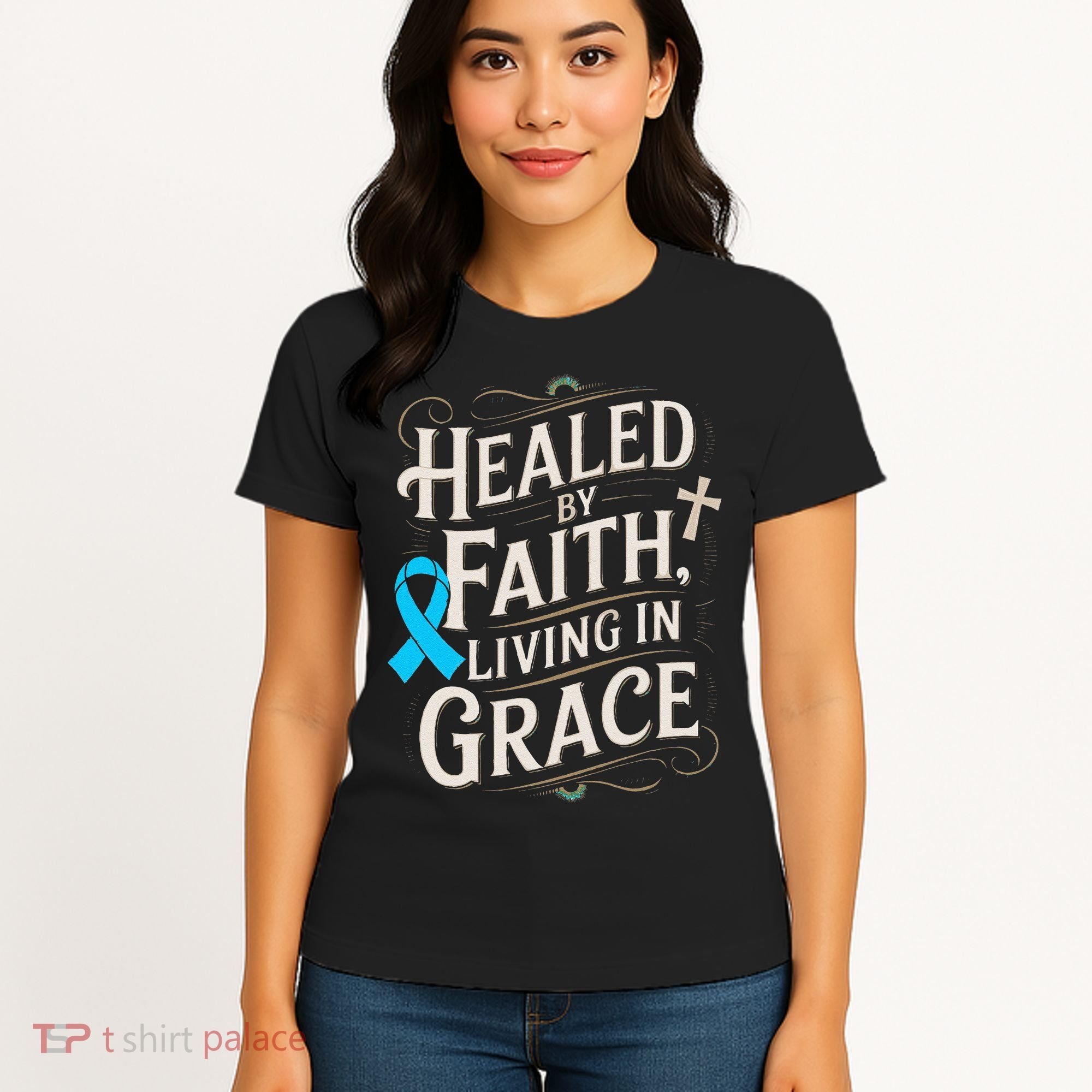 Healed Faith Living Grace Prostate Cancer Awareness Women's T-Shirt