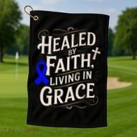 Healed Faith Living Grace Juvenile Arthritis Awareness Golf Towel thumb 1