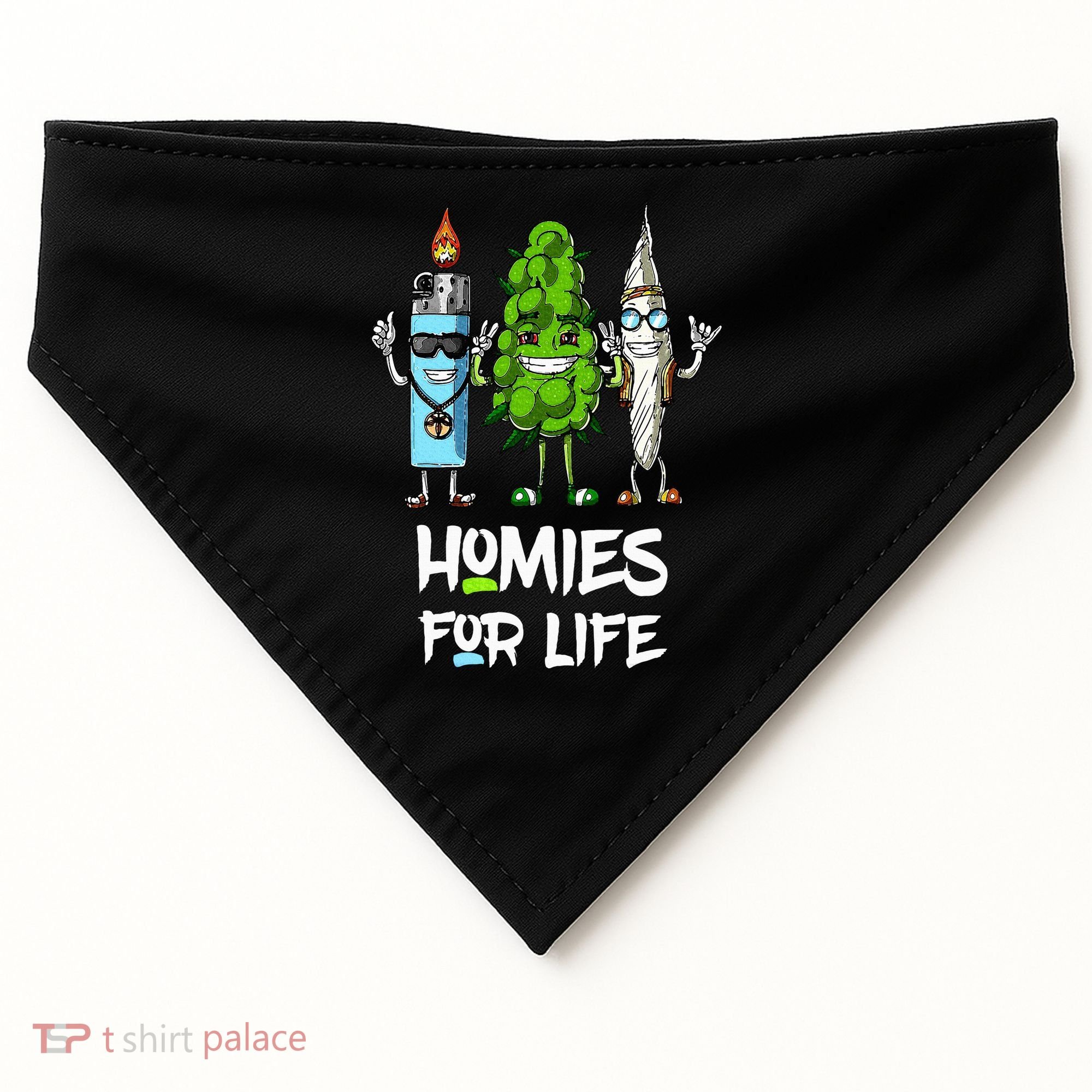 Homies For Life Weed Funny USA-Made Doggie Bandana