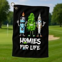 Homies For Life Weed Funny Golf Towel thumb 1