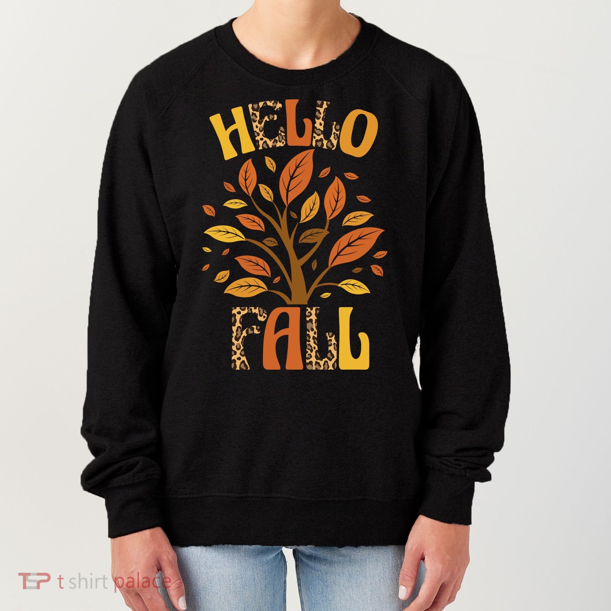 Hello Fall Leopard Season Nature Women's Sweatshirt