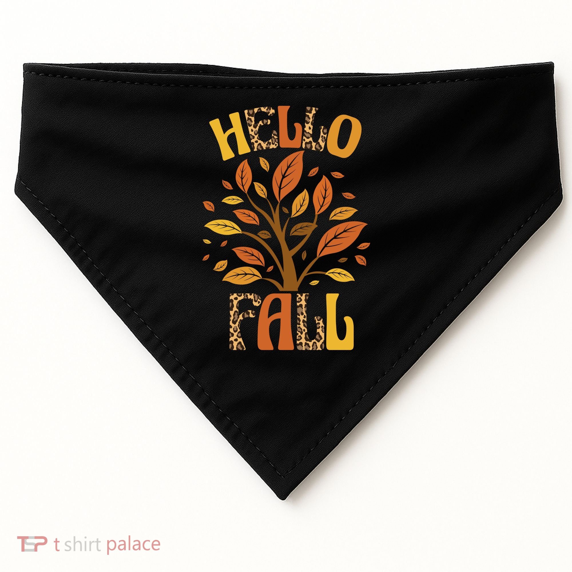 Hello Fall Leopard Season Nature USA-Made Doggie Bandana