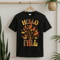 Hello Fall Leopard Season Nature T-Shirt thumb 2