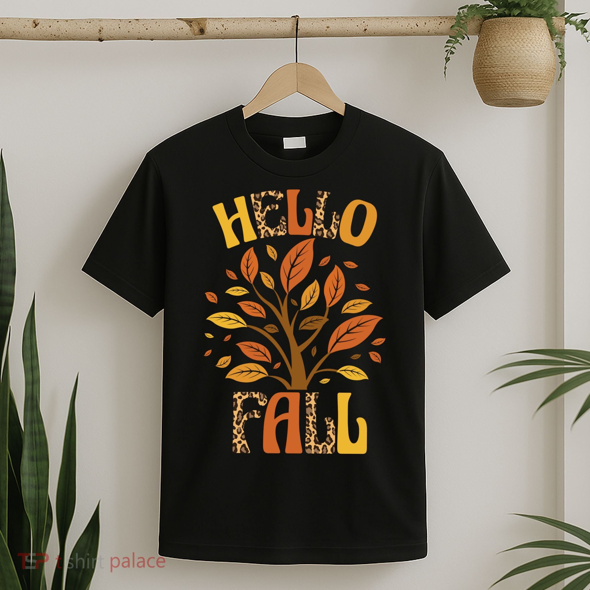 Hello Fall Leopard Season Nature T-Shirt