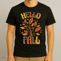 Hello Fall Leopard Season Nature T-Shirt thumb 3