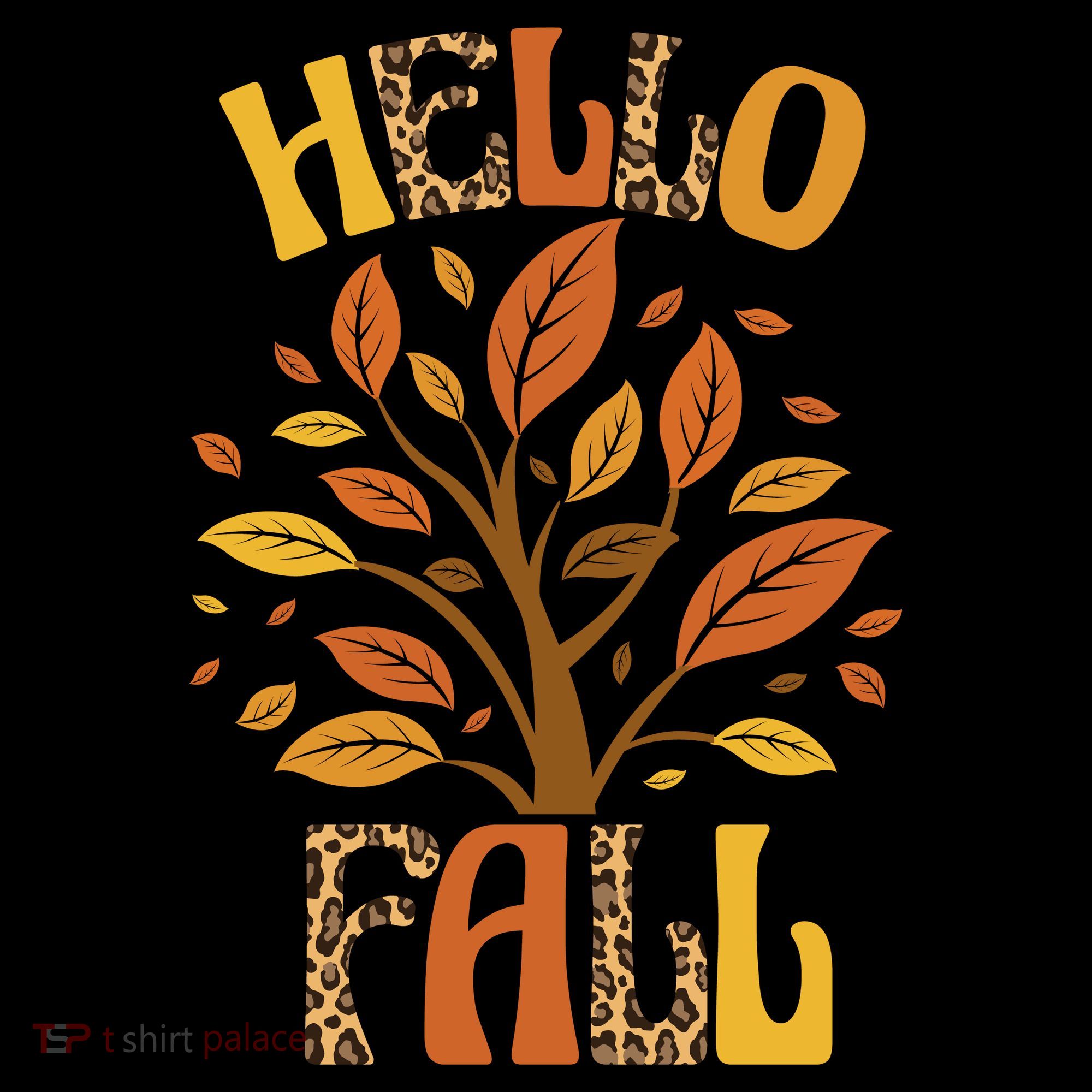 Hello Fall Leopard Season Nature Button