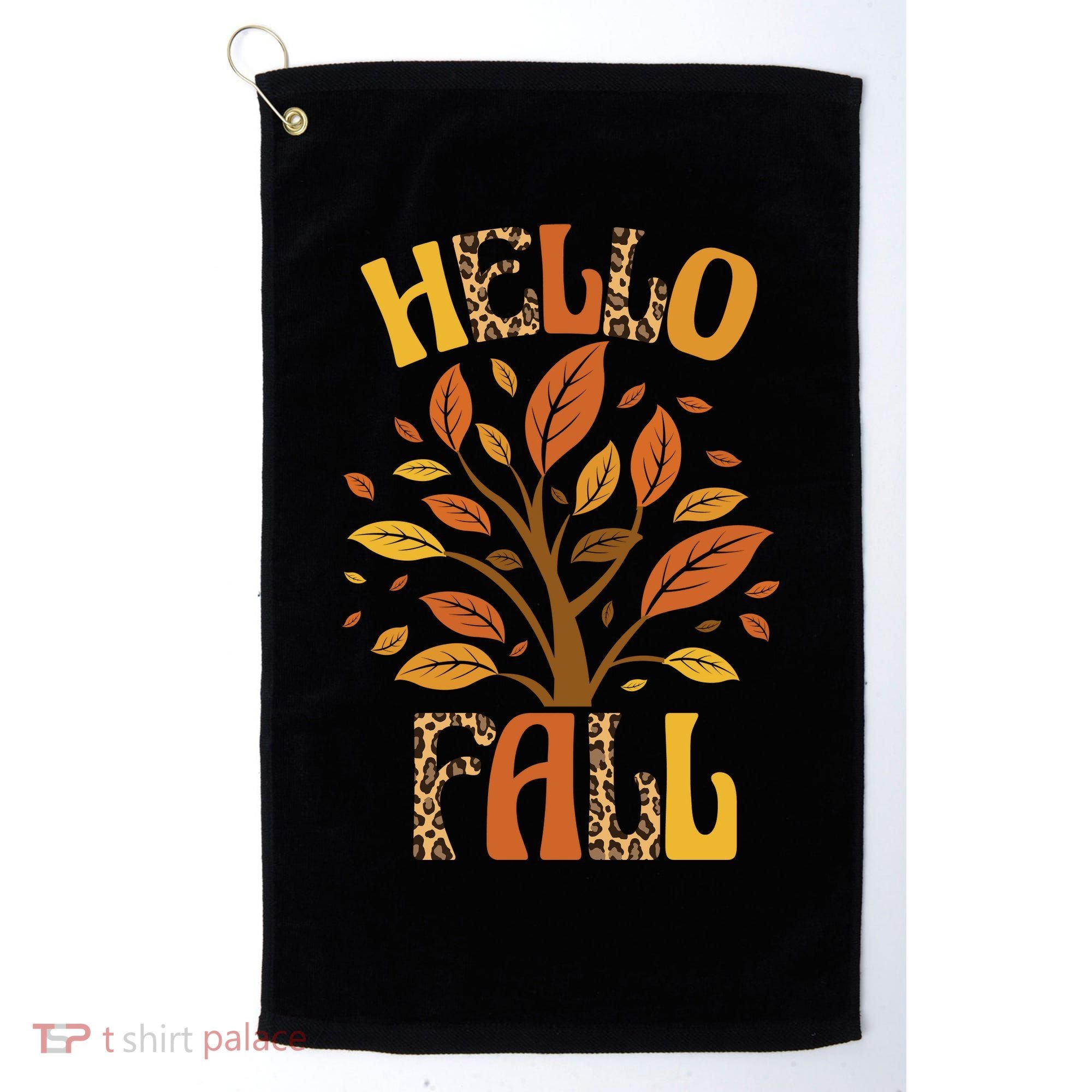 Hello Fall Leopard Season Nature Golf Towel
