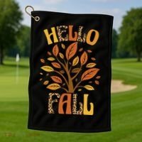 Hello Fall Leopard Season Nature Golf Towel thumb 1