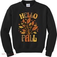Hello Fall Leopard Season Nature Kids Sweatshirt thumb 0
