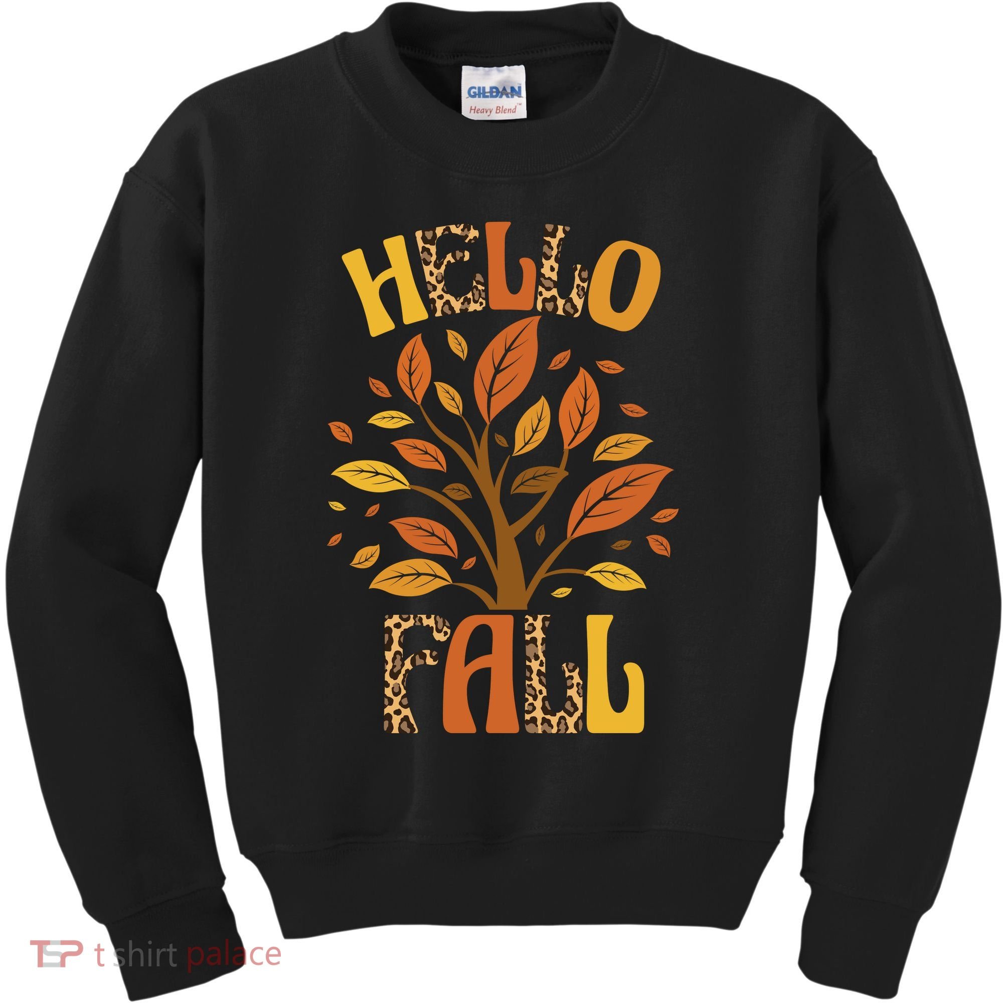 Hello Fall Leopard Season Nature Kids Sweatshirt