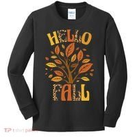 Hello Fall Leopard Season Nature Kids Long Sleeve Shirt thumb 0