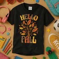 Hello Fall Leopard Season Nature Kids T-Shirt thumb 3
