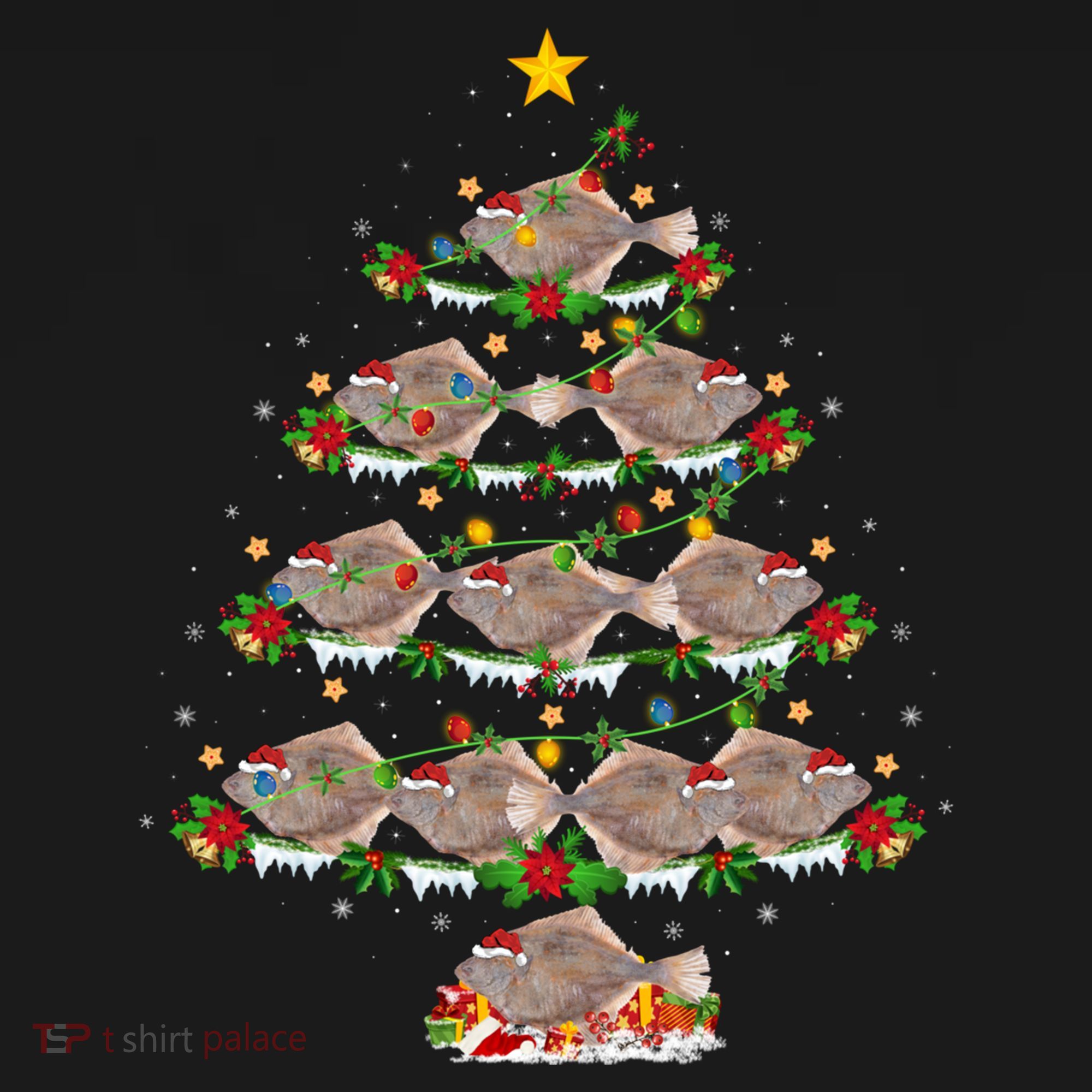 Halibut Fish Lover Xmas Lighting Halibut Christmas Tree Gift Backpack