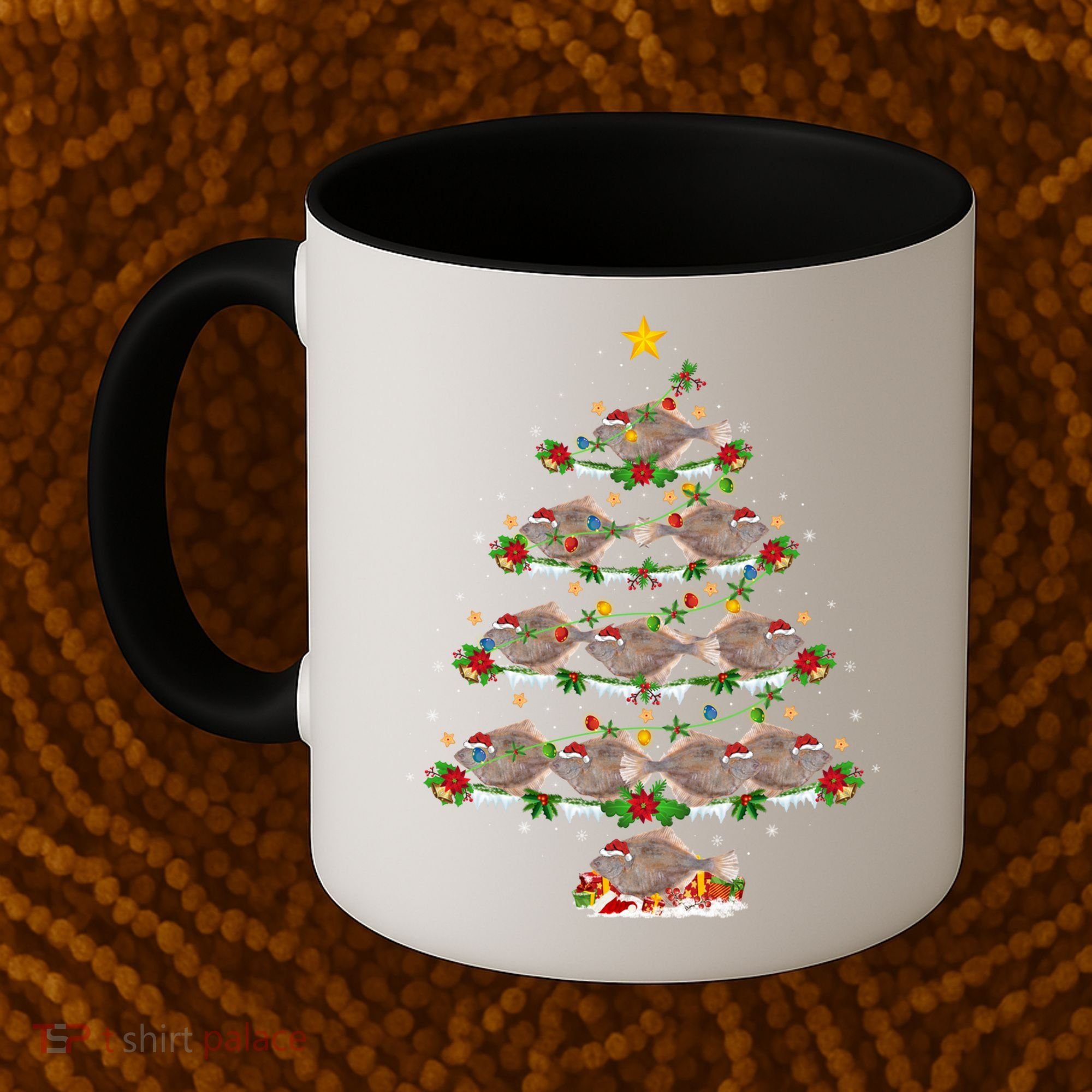 Halibut Fish Lover Xmas Lighting Halibut Christmas Tree Gift Coffee Mug