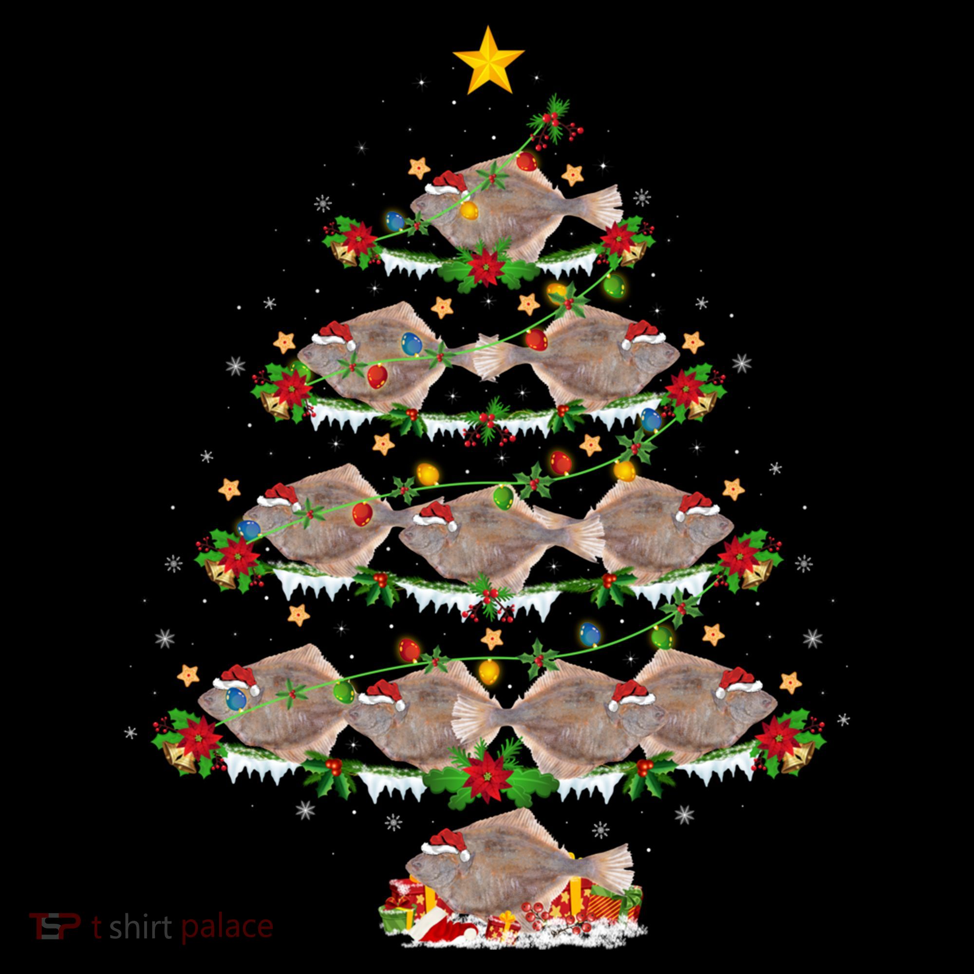 Halibut Fish Lover Xmas Lighting Halibut Christmas Tree Gift Women's Hoodie