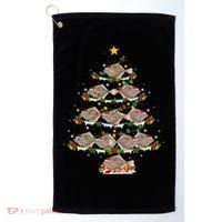 Halibut Fish Lover Xmas Lighting Halibut Christmas Tree Gift Golf Towel thumb 0