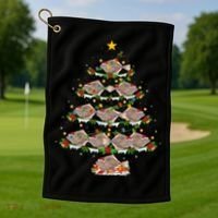 Halibut Fish Lover Xmas Lighting Halibut Christmas Tree Gift Golf Towel thumb 1